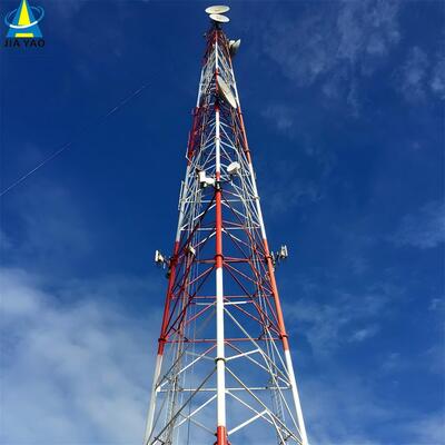 Hoge precisie 3-potige stalen roostertoren voor 4G 5G-basisstation 20m 30m 45m 60m thermisch verzinkte windbestendige telecommast