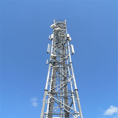 Driebenige zelfondersteunende telecom toren hoekige stalen smalle basis 45m 50m 55m 60m 65m