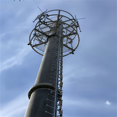 Q345B A572 Gegalvaniseerde gemaskerde monopool celtoren Communicatie Hoogste monopooltoren