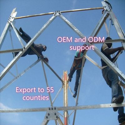 3 poten hoekige stalen toren communicatietoren Q355 stalen 28m mobiel netwerk windbestendige kustgebieden