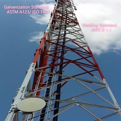 Zelfondersteunend gegalvaniseerd hoekstaal met 3 benen Toren 40m Broadcast Signal Corrosion Proof Industrial Parks