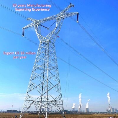 33KV 110KV Hot Dip gegalvaniseerd rooster staal Power Transmission Tower Double Circuit Electrical Grid Pole