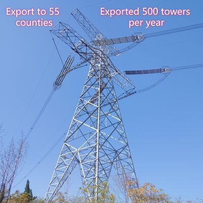 33KV 110KV Hot Dip gegalvaniseerd rooster staal Power Transmission Tower Double Circuit Electrical Grid Pole