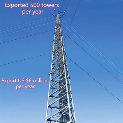 10 20 30 40 50 65m 3 Leg Guyed Wire Weather Resistant Galvanized Steel 4G 5G Microwave Wifi Telecom Transmission Tower