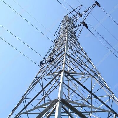 33KV 110KV Hot Dip gegalvaniseerd rooster staal Power Transmission Tower Double Circuit Electrical Grid Pole