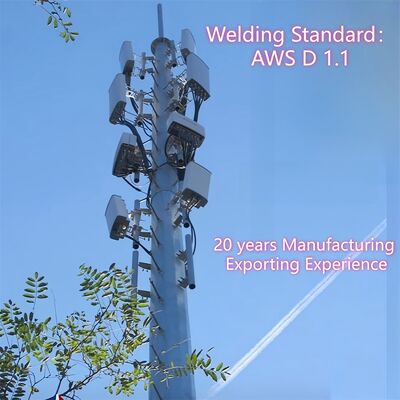 Monopole telecomtoren gebouwd van zachte en hoogvaste staalsoorten met EN 1991-1-4 & EN 1993-3-1 ontwerpcode voor prestaties