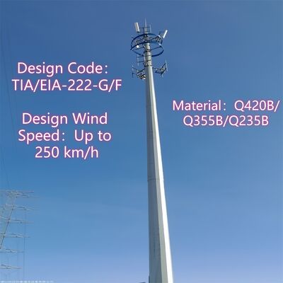 13 19 25M Compact ontwerp Monopole gegalvaniseerd staal Zelfdragende buiten 5G 4G magnetron ruimtebesparende mast