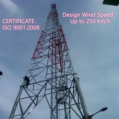 De duurzame 3-potige buisvormige stalen toren galvaniseerde zelfdragende telecommast voor buiten 5G 4G-microgolftoepassingen