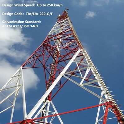 Hoekige, op maat gemaakte multi-circuit roostertoren met 3 poten voor communicatietransmissie Telecom voor tweeërlei gebruik