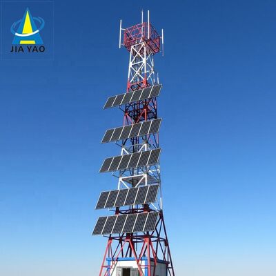 15 22 38M 4-poots hoekige off-grid zonne-rooster telecomtoren met gegalvaniseerd staal en batterijback-up voor noodcommunicatie