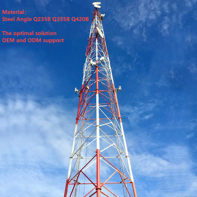 18M 42M 3 Leg Tubular Mountain Seismic Resistant Telecom Tower 9 Level Anti-Shock For High Altitude Area