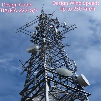 40M 80M Q355 Staal 4 Legged Telecomtoren Gegalvaniseerde Wind Bestand voor Kust Hoge Windzone