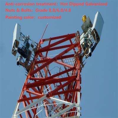 44M Q355 staal onderhoudsarme 3-potige hoekstaaltoren voor residentiële telecom
