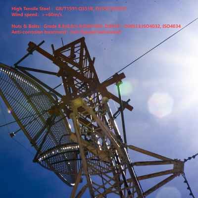38M Guyed Wire Steel Tower Thermisch verzinkt voor magnetron over lange afstand