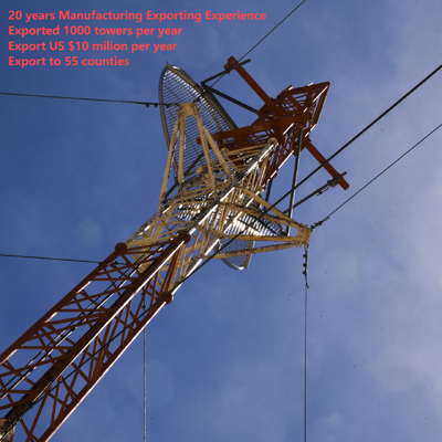 38M Guyed Wire Steel Tower Thermisch verzinkt voor magnetron over lange afstand
