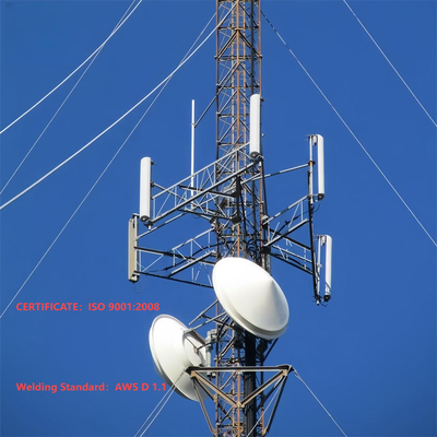 Ultrahoge afspankabeltoren voor langeafstandsradio-tv-uitzendingen ANSI/TIA-222 standaard robuuste vakwerkmast met gehard stalen ankersysteem