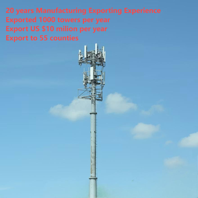 20m-40m industriële monopole telecomtoren met interne klimladder en onderhoudsplatform voor Urban Smart City-basisstation